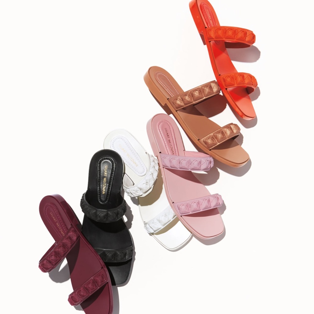 Stuart Weitzman Rosita Two-Band Slide Sandals 6 M